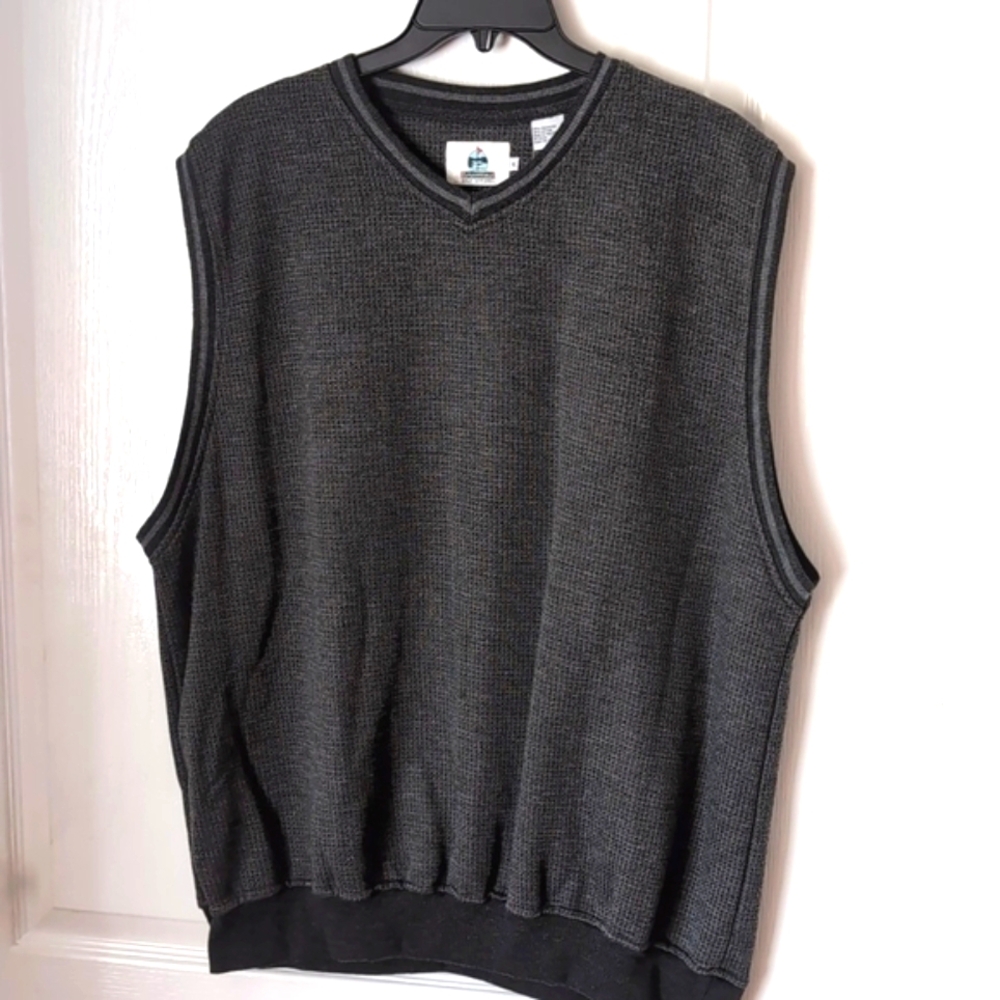 ⛳ Outdoor World Golf Apparel Gray Waffle Knit Fleece Lined V-Neck Vest. Size XL.